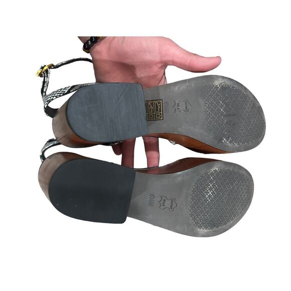 Tory Burch Camilla Leather Wooden Animal Print Platform Sandals NWOT Sz 6.5 M - Picture 7 of 7